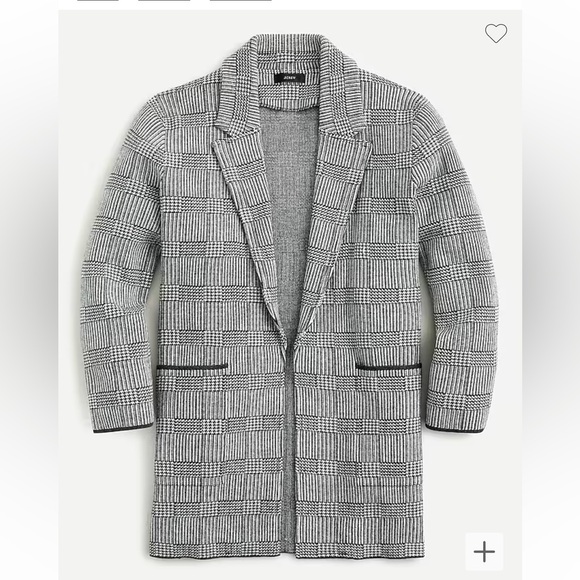 J. Crew Sophie Open Front Sweater Blazer in Glen Plaid Ivory Hthr Charcoal  - XS - Picture 7 of 7